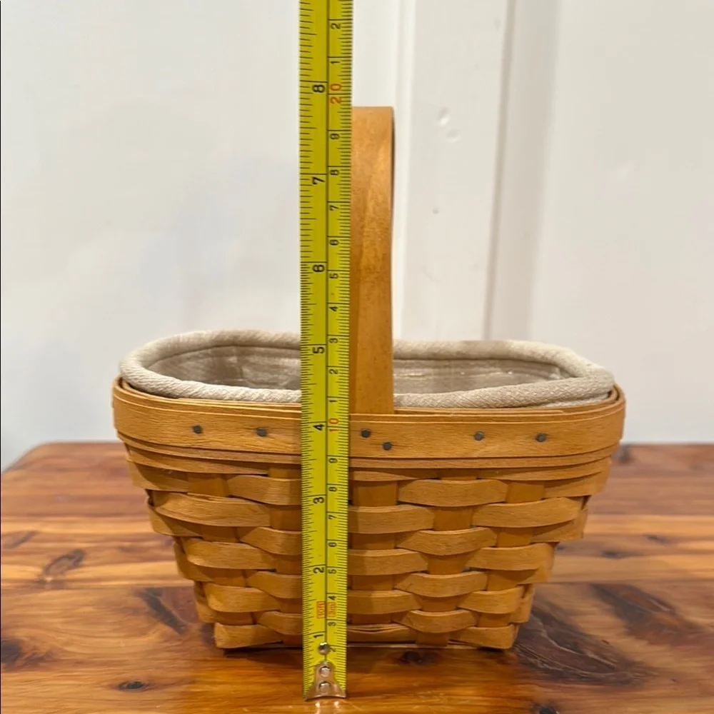 Vtg 2003 Longaberger Warm Brownie Basket & 2002 Handled Basket w/ Tan Liners